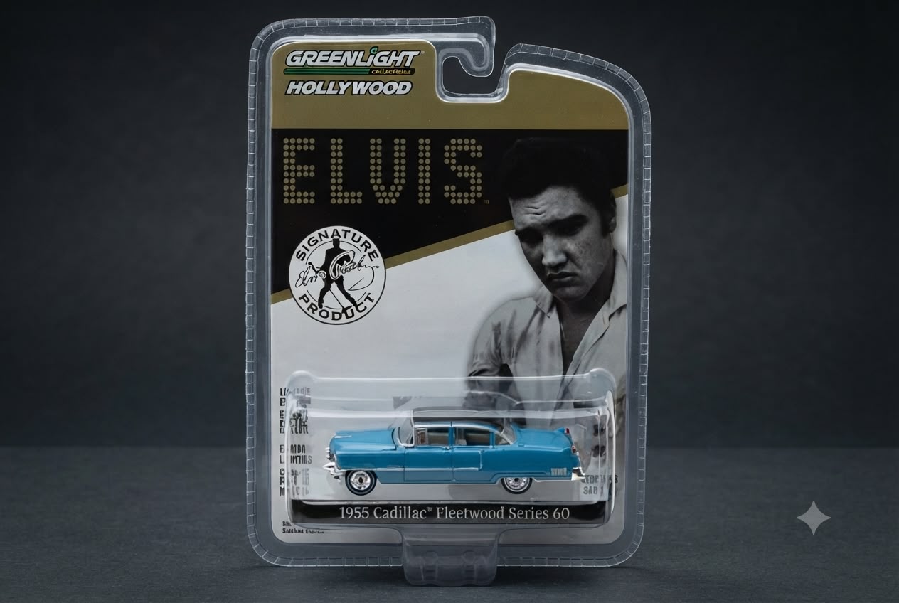WhatsApp Image 2026-07-16 at 21.45.36 Greenlight 1/64 Hollywood Series 16 - Elvis Presley (1935-77) - 1955 Cadillac Fleetwood Series 60 "Blue Cadillac" 44760-A Greenlight - Görsel 1