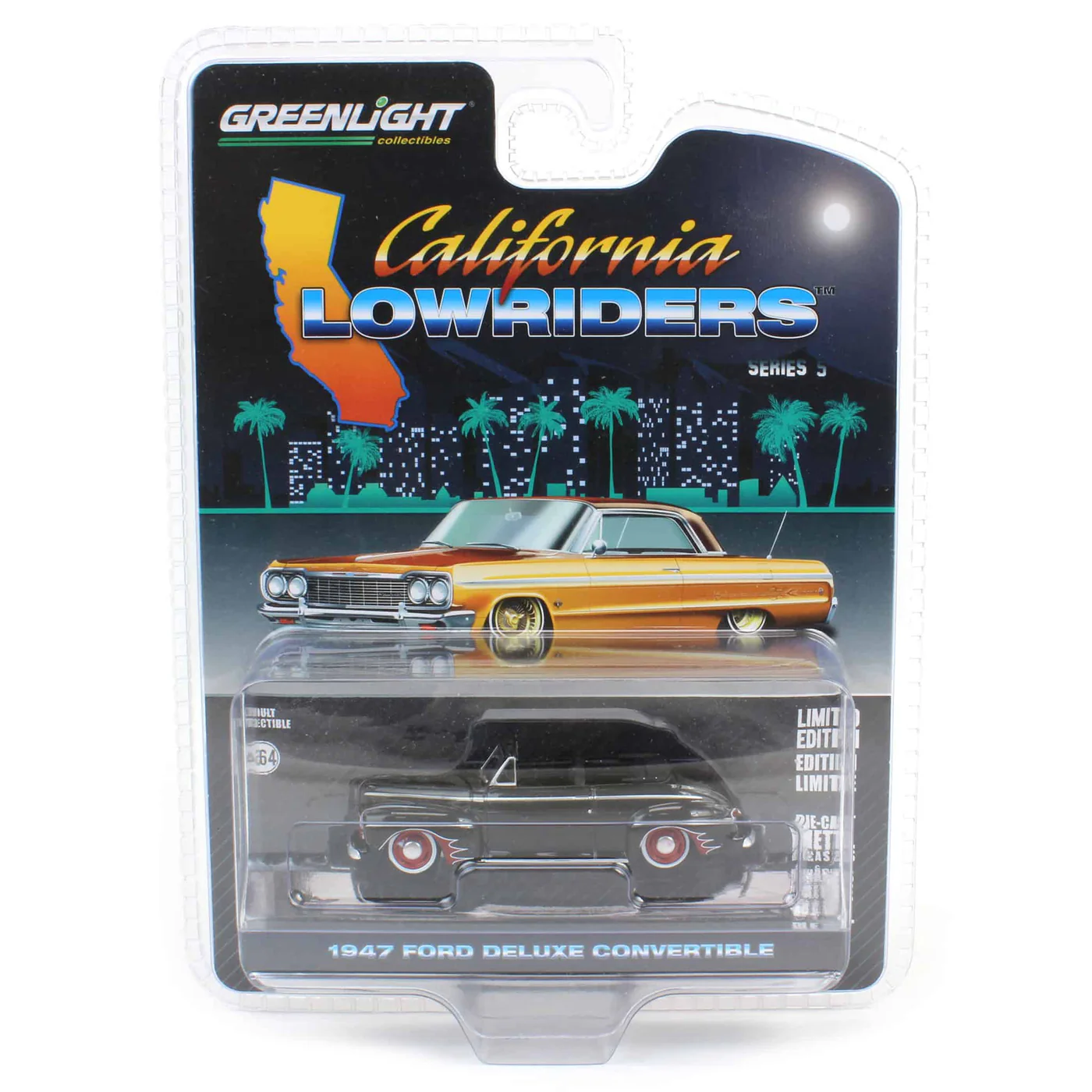 Greenlight 1/64 California Lowriders Series 5 - 1947 Ford Deluxe Convertible – Black and Red Solid Pack 63060-A Greenlight Greenlight 1/64 California Lowriders Series 5 - 1947 Ford Deluxe Convertible – Black and Red Solid Pack 63060-A Greenlight - Görsel 1