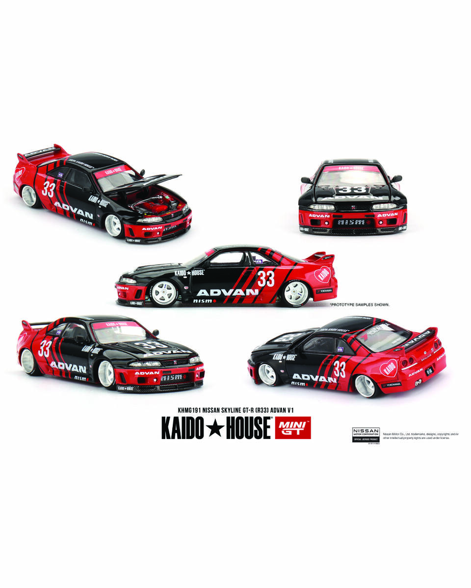 Mini GT 1/64 Kaido House Nissan Skyline GT-R (R33) Kaido Works ADVAN KHMG191 Mini GT Mini GT 1/64 Kaido House Nissan Skyline GT-R (R33) Kaido Works ADVAN KHMG191 Mini GT - Görsel 1
